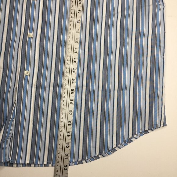 Mens Roundtree & Yorke Classics Blue Gray Striped Button Down Shirt Size XL - Picture 9 of 9